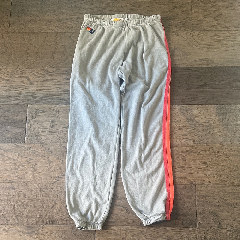 Aviator Nation I Four Stripe I Gray/Neon Sweatpants I Medium